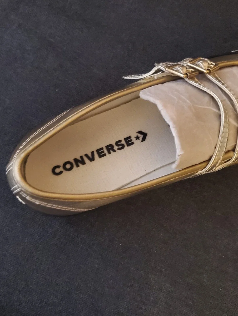 Converse  ALL STAR CHUCK TAYLOR Metallic Gold Mary Jane Sneakers - Picture 14 of 16